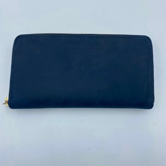 Portland Leather Goods Women’s Accordion Zip Wallet Blue Leather - Picture 1 of 6